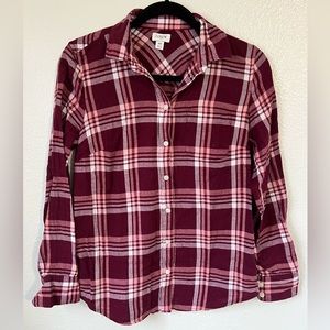 Women’s J. Crew flannel, burgundy, pink, xs